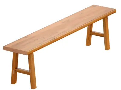 Wooden bench 3D model 2