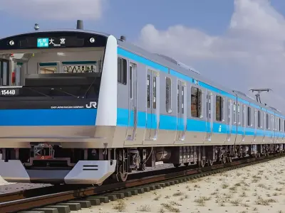 Rigged Train Japan Keihin-Tohoku E233 Series 3D model