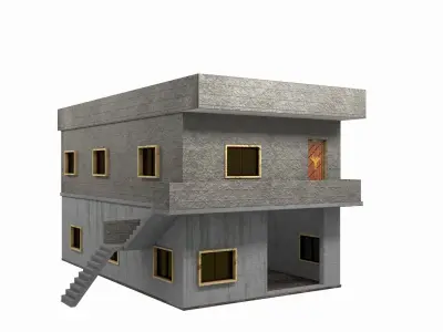 3D Two Storey Syrian House Low-poly 3D model