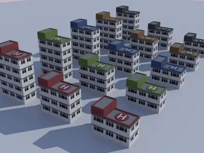 Cartoon Building Low Poly Building Commercial Police Station Low-poly 3D model