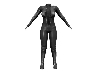 Front Zip Open Catsuit Low-poly 3D model