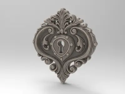 Baroque Heart Shaped Keyhole for Vintage Furniture 3D print model