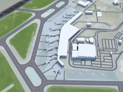 Quebec City Jean Lesage Airport 10km Low-poly 3D model