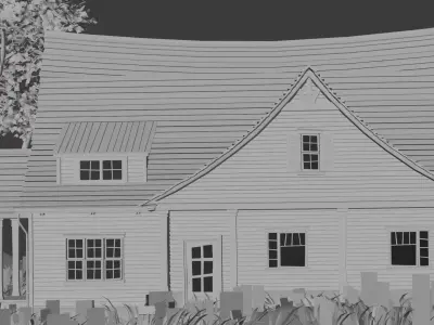 American Style Cottage Exterior 03 Low-poly 3D model