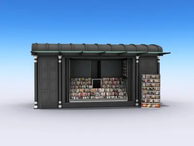 Newspaper Kiosk Low-poly 3D model