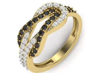 light weight  Yellow gold diamond rings-PR-445-DIA 3D print model