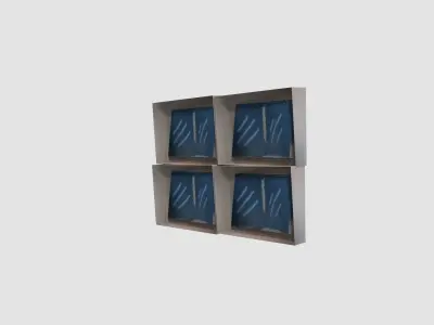 square blue window  Low-poly 3D model