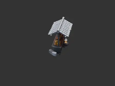 Medieval Candle and Lantern Stall Low-poly 3D model