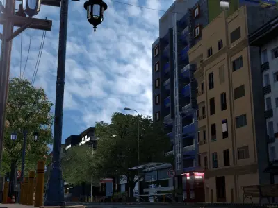 City street  Low-poly 3D model