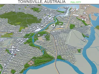 Townsville Australia 30km Low-poly 3D model