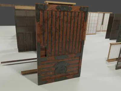35 sets of Japanese traditional sliding doors and extras 3D model
