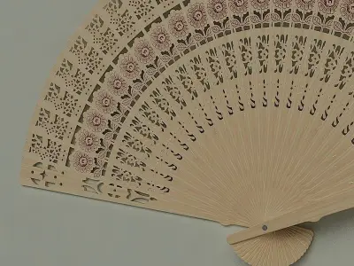 Chinese Hand Fan Low-poly 3D model