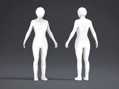 WOMAN SCI-FI BIKER 3D model