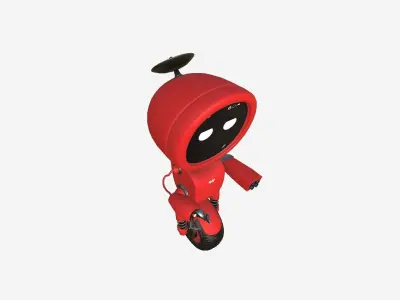Wheel Robot H08 Red - SciFi Character Design Low-poly 3D model