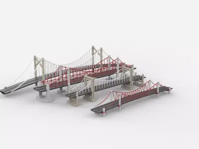 Suspension Bridge set 3D model