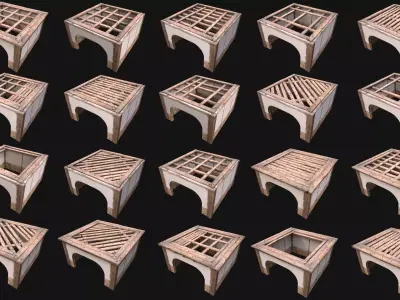 Wooden Roof Floor Medieval Pack Low-poly 3D model