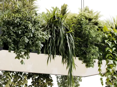 Rectangle pot light pendant - plant light hanging 25 3D model