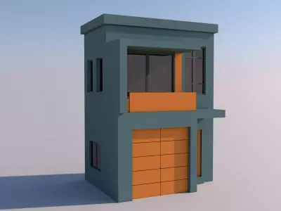 Modern House Low-poly 3D model 9