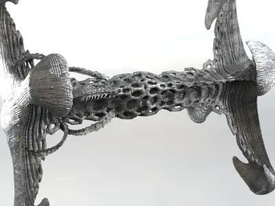 Xeno Inspired Spine Ship 3 ships 3D model