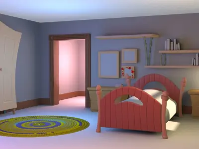 Cartoon bedroom stylized 3D model