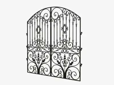 Gate-7 ornate wrought iron gate 3D model