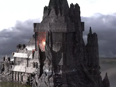 Ancient Stone dark Tower 2 3D model
