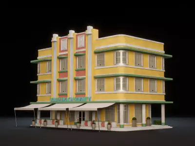 MIAMI VICE CITY ART DECO BUILDING 6 Low-poly 3D model