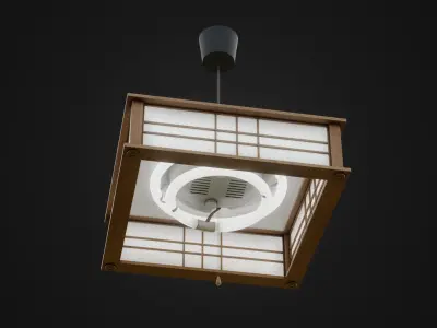 Retro Japanese Ceiling Light Low-poly 3D model