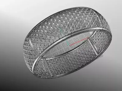 1302 Wide Filigree Bangle 61MM-24gm 3D print model