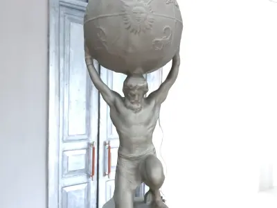 statue of a man carrying a sphere 3D model