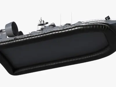  Zubr-Class Amphibious Assault Hovercraft with Turbines Gray Rigged for Maya 