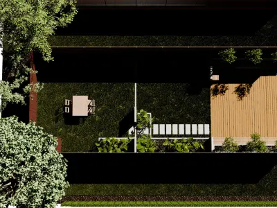 Garden Oasis with Green Road Surround 3D model