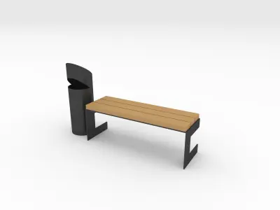 Bench Park 44 Low-poly 3D model