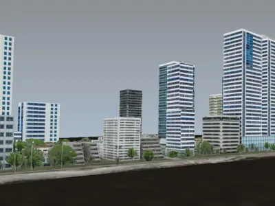 New modern city very low poly model Low-poly 3D model