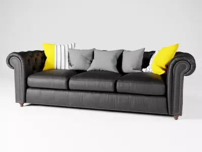 Royal Sofa Set for Living Room Low-poly 3D model