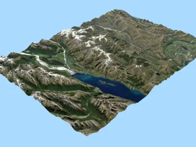 Mountains Landscape - Glenorchy New Zealand 3D model