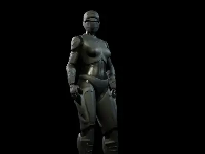 Warrior Girl in the Sci-fi Armor Low-poly 3D model
