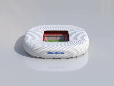 Allianz Arena Munich Stadium Euro 2024 Low-poly 3D model