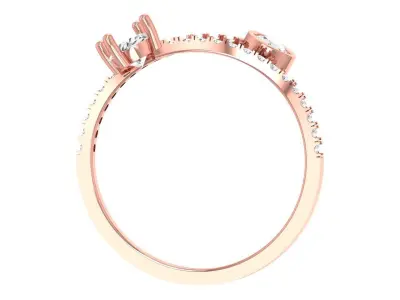 Solitaire Women Light Weight Oval Round Stone Band Ring 3D print model