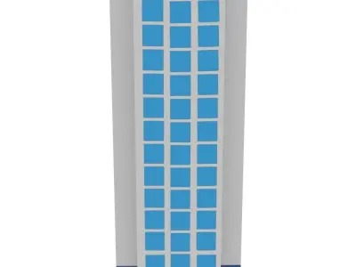 House Low-poly 3D model office building with windows Low-poly 3D model