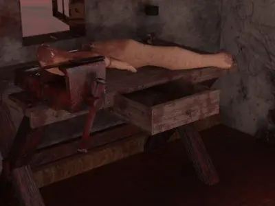 Horror house with Second Floor Bathroom human organs Artifacts Low-poly 3D model