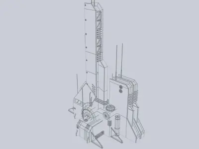 Scifi tower Low-poly 3D model buy