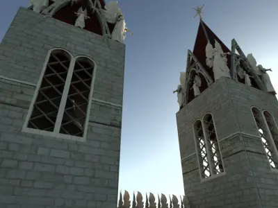 Gothic church exterior  interior 3D model