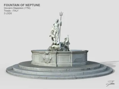 Fountain of Neptune Low-poly 3D model