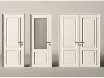Door Wooden-door Bedroom-door Glass-door Bathroom-door  White 3D model