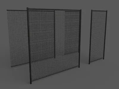 PBR Chain Link Fence For Court B Low-poly 3D model