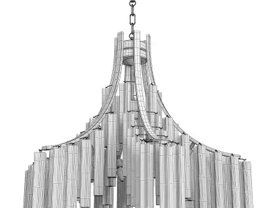 Italian Murano Clear Glass Sculptural Chandelier by Venini Low-poly 3D model