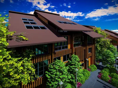 Guesthouse and house 3D model