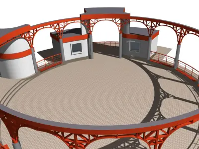Dance floor with colonnade 3D model