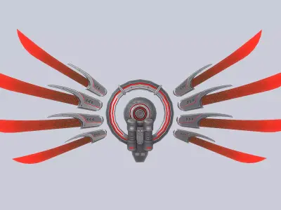 Sci fi wings Low-poly 3D model